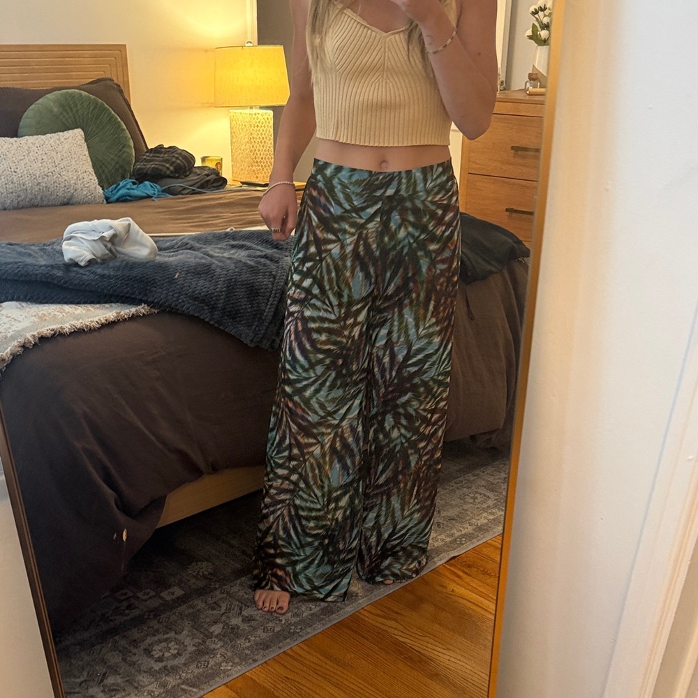 Tropical Leaf Print Maxi Skirt in Green and Brown